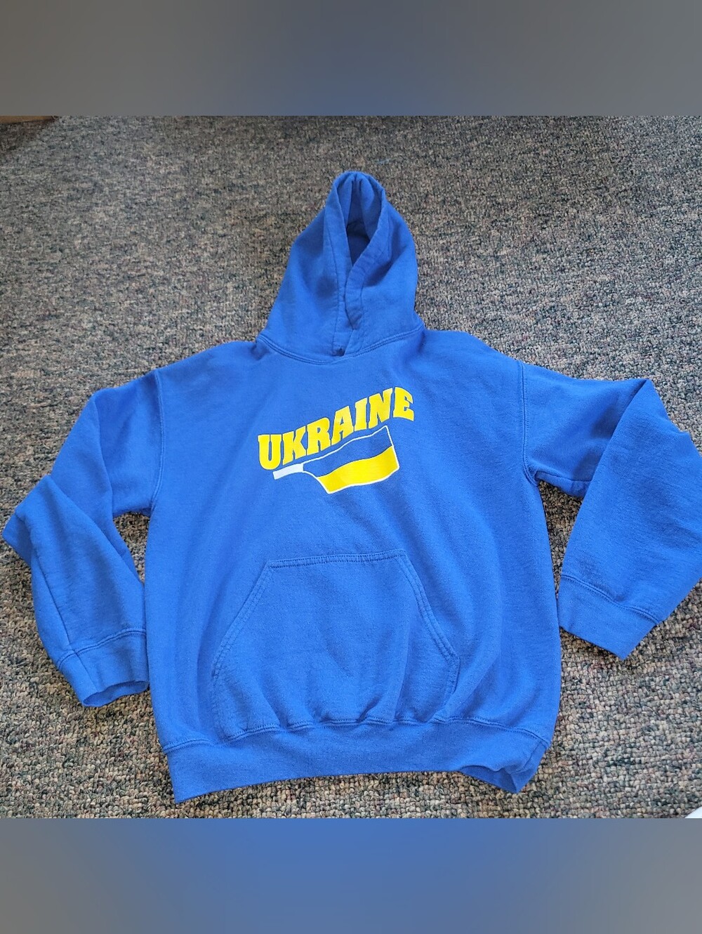 Gildan Blue Hoodie with Yellow Ukraine Graphic